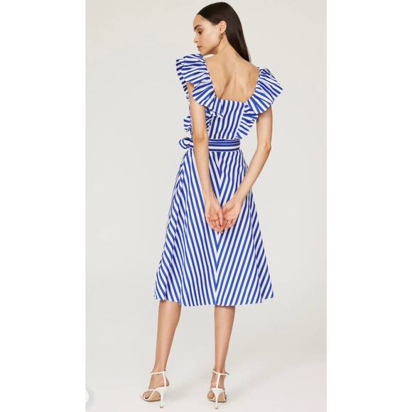 Polo Ralph Lauren AvIne Stripe Ruffle Cotton Midi Wrap Sundress (new) - Picture 3 of 7